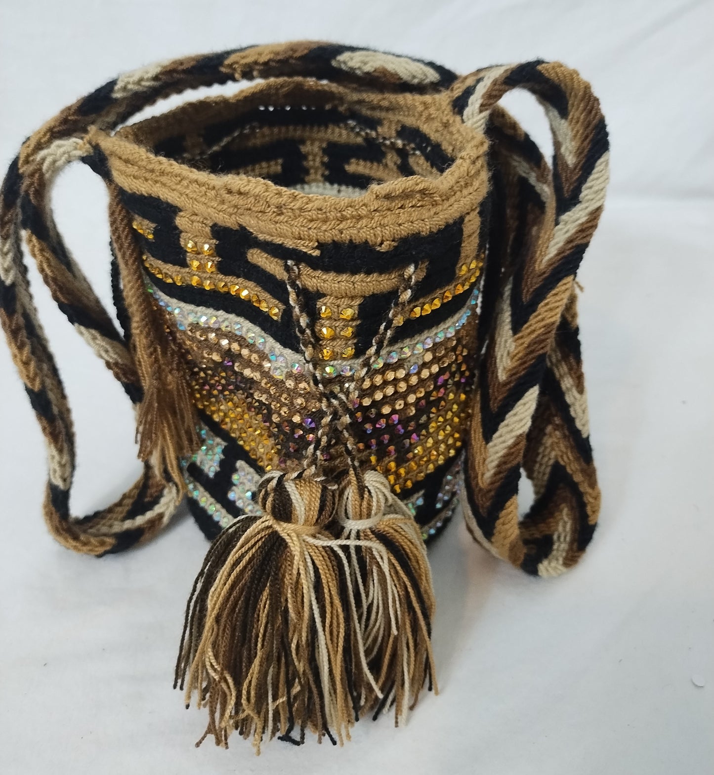 Crossbody bag (Mochila Wayuu) with stones SMALL