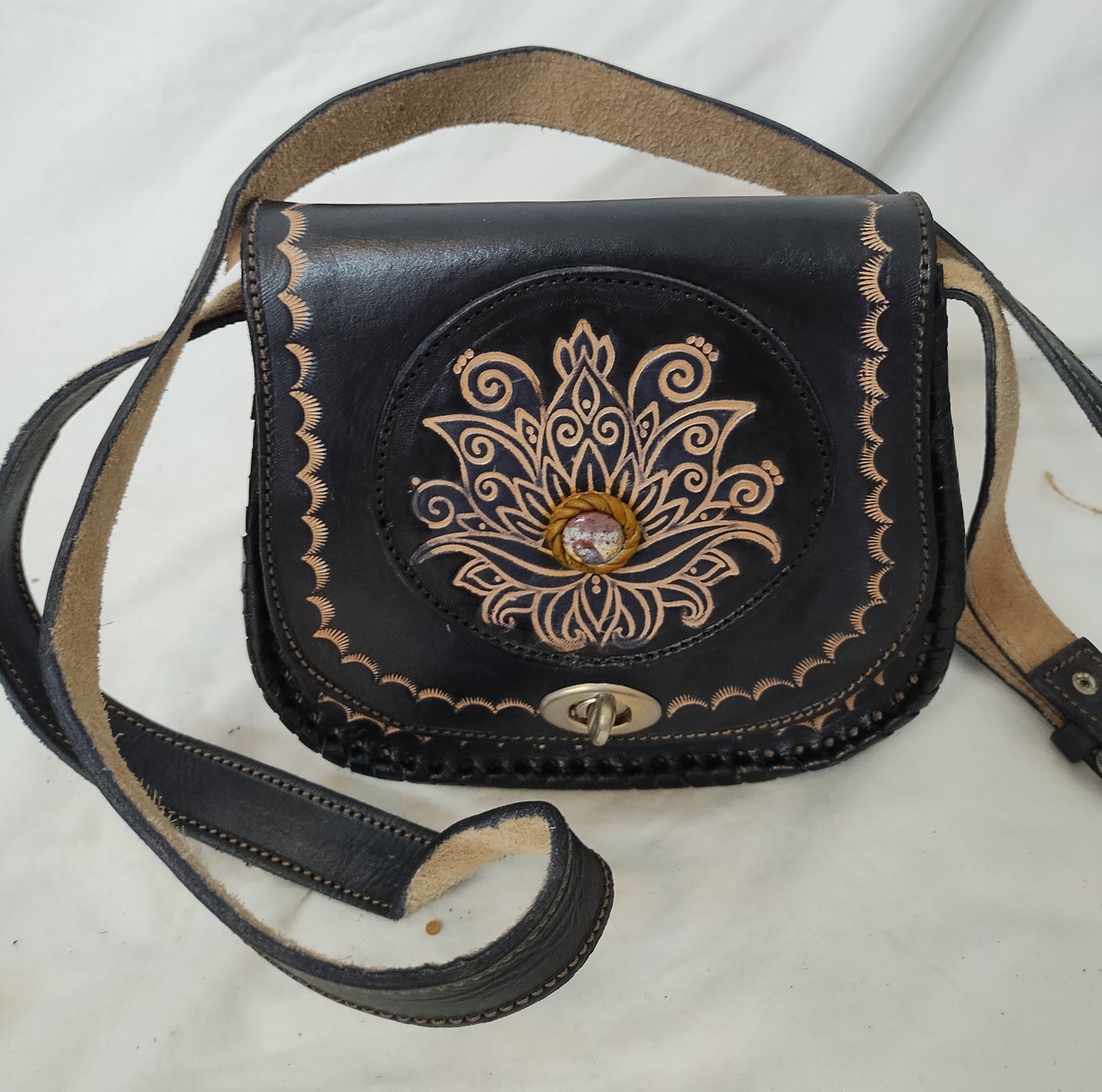 Leather hand bag